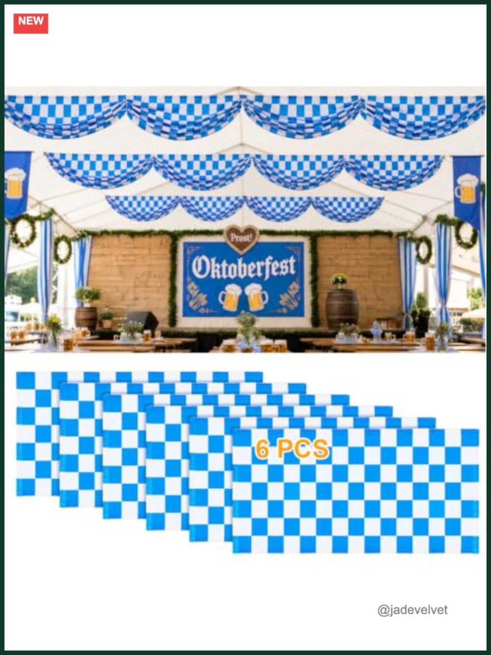 6-Pack Oktoberfest Bunting Flags Polyester Hanging Bavarian Party Decor
